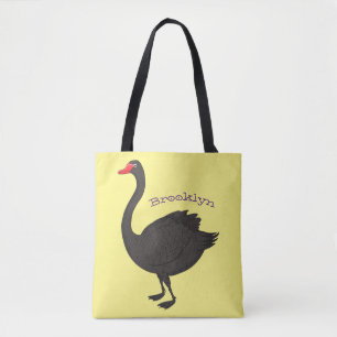 Bolsa Tote Ilustração de desenho animado de cisne preto