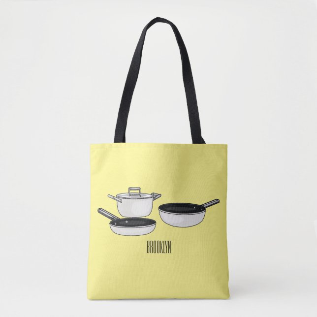 Bolsa Tote Ilustração de desenho animado de conjuntos de cook (Frente)