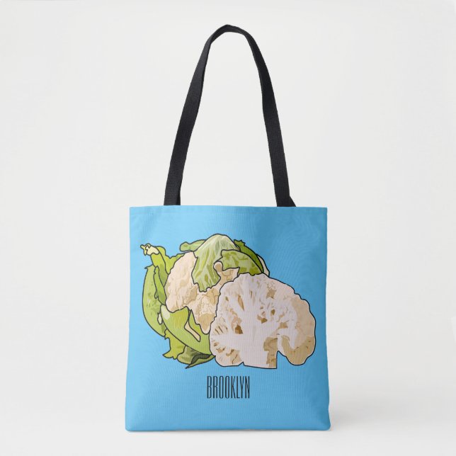 Bolsa Tote Ilustração de desenho animado de couve-flor (Frente)