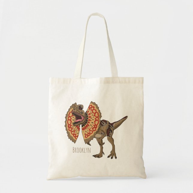 Bolsa Tote Ilustração de desenho animado de Dilophosaurus (Frente)
