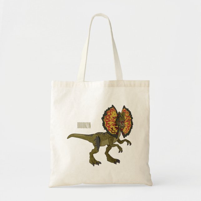 Bolsa Tote Ilustração de desenho animado de Dilophosaurus (Frente)
