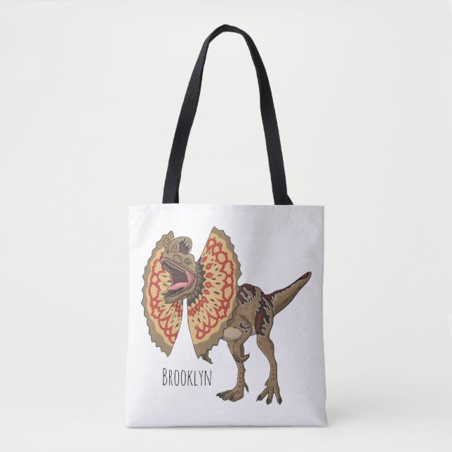 Bolsa Tote Ilustração de desenho animado de Dilophosaurus (Frente)