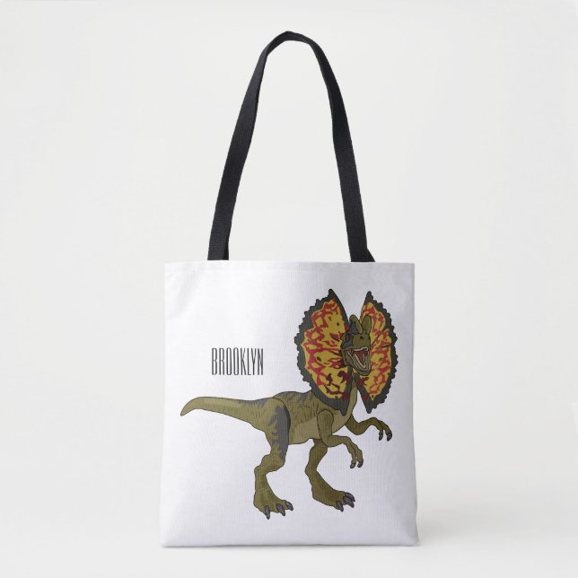 Bolsa Tote Ilustração de desenho animado de Dilophosaurus (Frente)