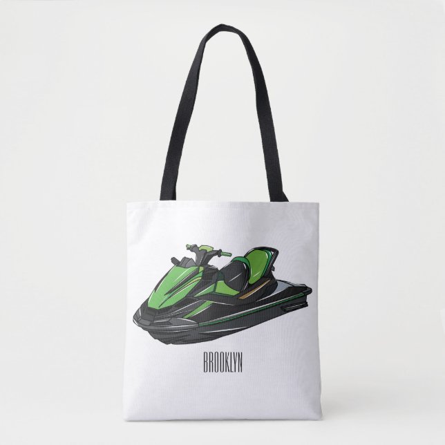 Bolsa Tote Ilustração de desenho animado de esqui jet (Frente)