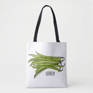 Bolsa Tote Ilustração de desenho animado de feijão verde