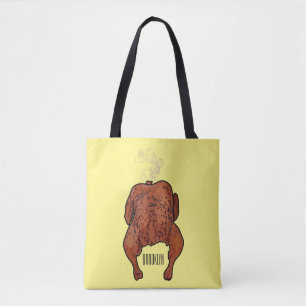 Bolsa Tote Ilustração de desenho animado de frango assado