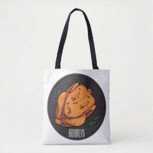 Bolsa Tote Ilustração de desenho animado de frango assado