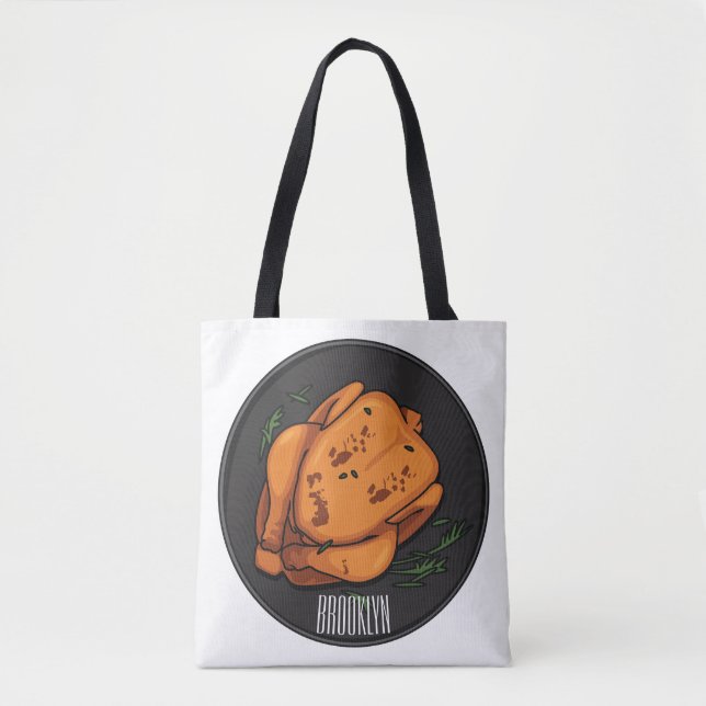 Bolsa Tote Ilustração de desenho animado de frango assado (Frente)