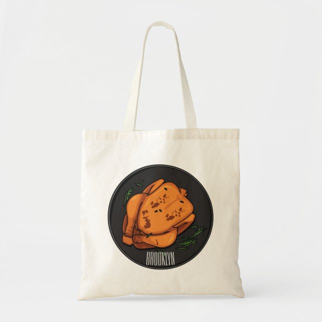 Bolsa Tote Ilustração de desenho animado de frango assado (Frente)