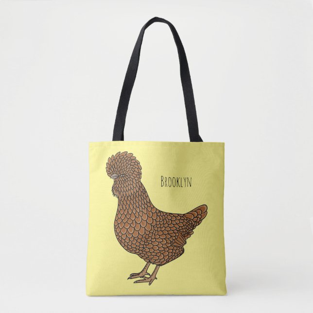 Bolsa Tote Ilustração de desenho animado de frango polado Cha (Frente)