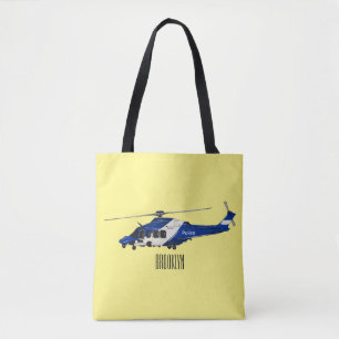 Bolsa Tote Ilustração de desenho animado de helicóptero polic