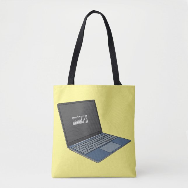 Bolsa Tote ilustração de desenho animado de laptop (Frente)