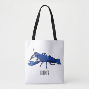 Bolsa Tote Ilustração de desenho animado de marron azul