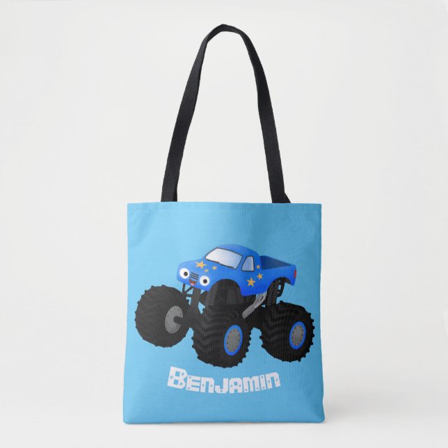 Bolsa Tote Ilustração de desenho animado de monstro azul boni (Frente)