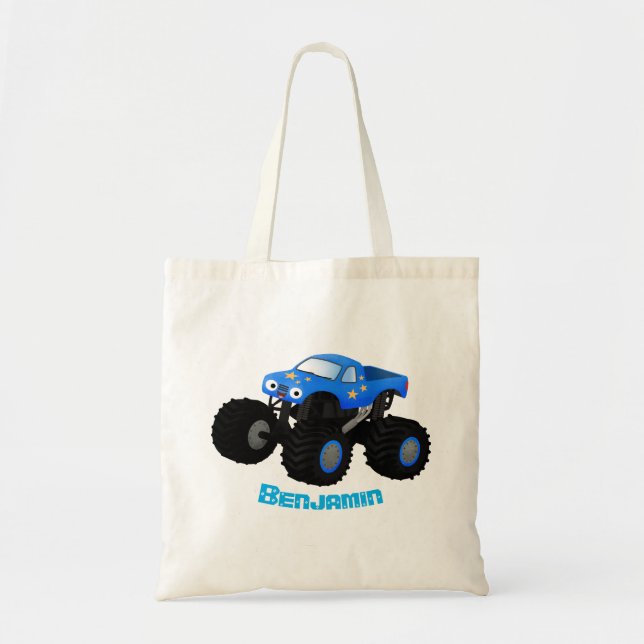 Bolsa Tote Ilustração de desenho animado de monstro azul boni (Frente)