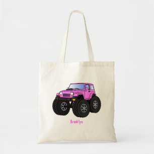 Bolsa Tote Ilustração de desenho animado de monstro rosa