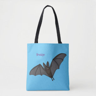 Bolsa Tote Ilustração de desenho animado de morcegos grande