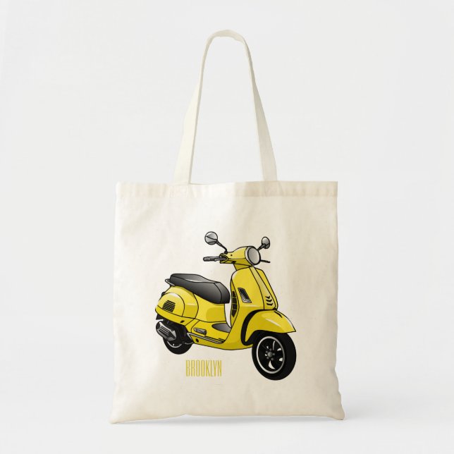Bolsa Tote Ilustração de desenho animado de motocicleta (Frente)