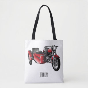 Bolsa Tote Ilustração de desenho animado de motociclo Sidecar