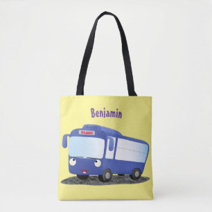 Bolsa Tote Ilustração de desenho animado de ônibus moderno az