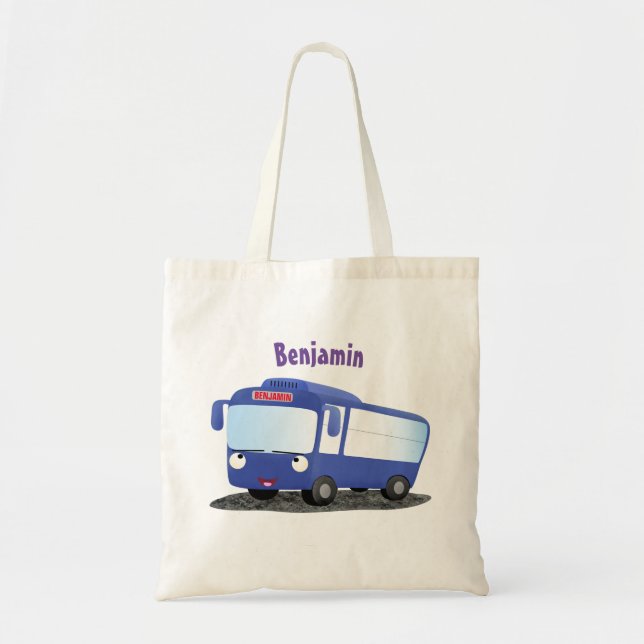 Bolsa Tote Ilustração de desenho animado de ônibus moderno az (Frente)