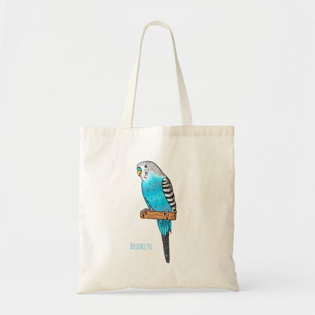 Bolsa Tote Ilustração de desenho animado de pássaros azul (Frente)