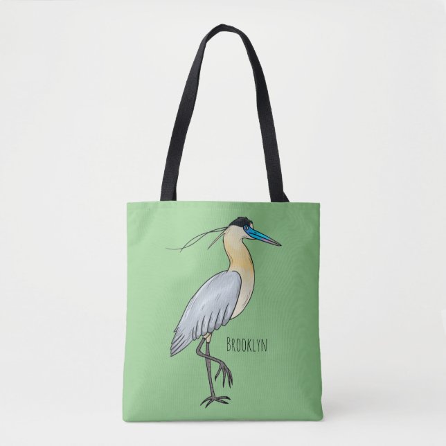 Bolsa Tote Ilustração de desenho animado de pássaros com lege (Frente)