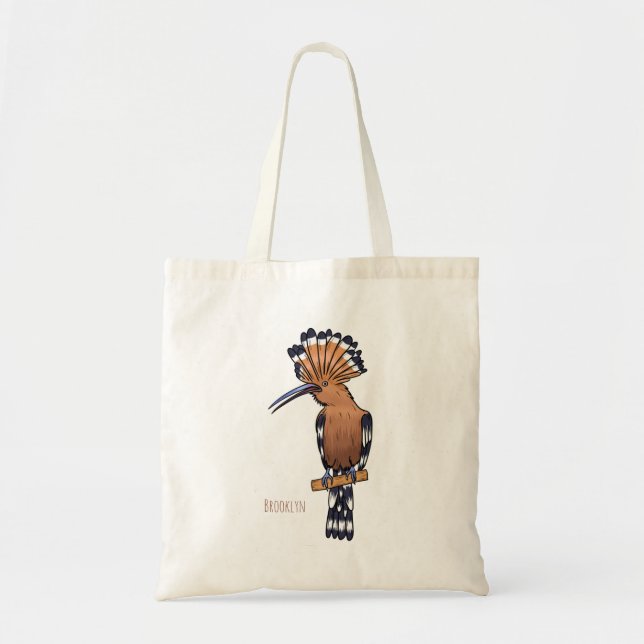 Bolsa Tote Ilustração de desenho animado de pássaros-hópoe-as (Frente)