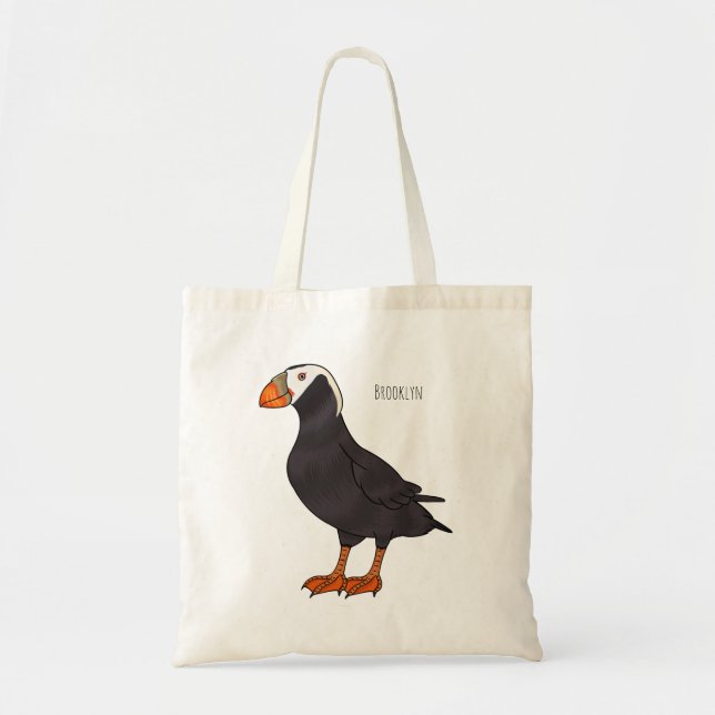 Bolsa Tote Ilustração de desenho animado de pássaros puffin t (Frente)