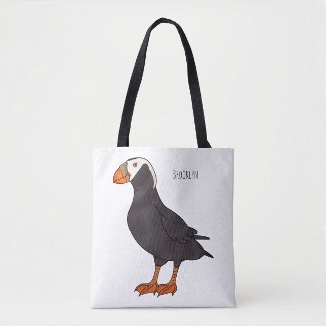 Bolsa Tote Ilustração de desenho animado de pássaros puffin t (Frente)