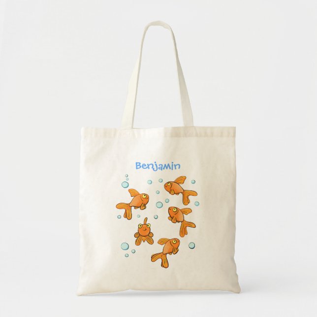 Bolsa Tote Ilustração de desenho animado de peixe-dourado-lar (Frente)