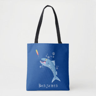 Bolsa Tote Ilustração de desenho animado de pesca com fome
