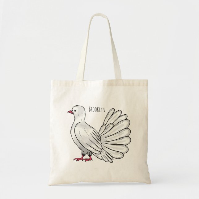 Bolsa Tote Ilustração de desenho animado de pombo-cauda (Frente)