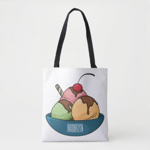 Bolsa Tote ilustração de desenho animado de sorvete