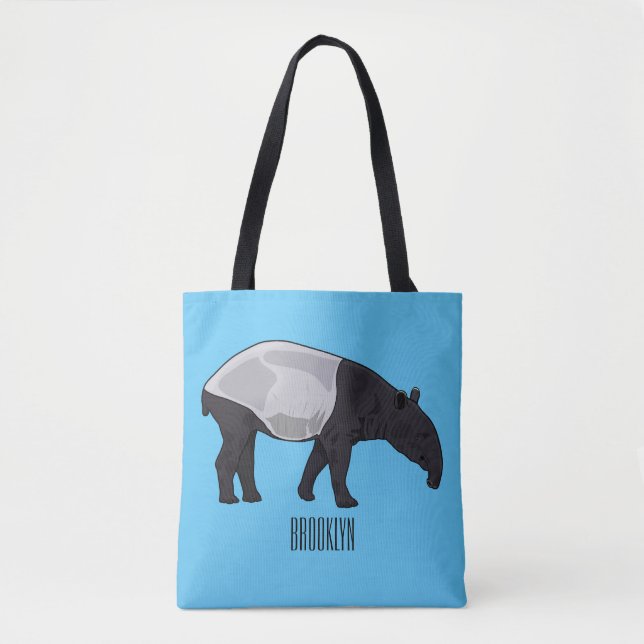 Bolsa Tote Ilustração de desenho animado de Tapir (Frente)