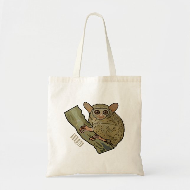 Bolsa Tote Ilustração de desenho animado de Tarsier (Frente)