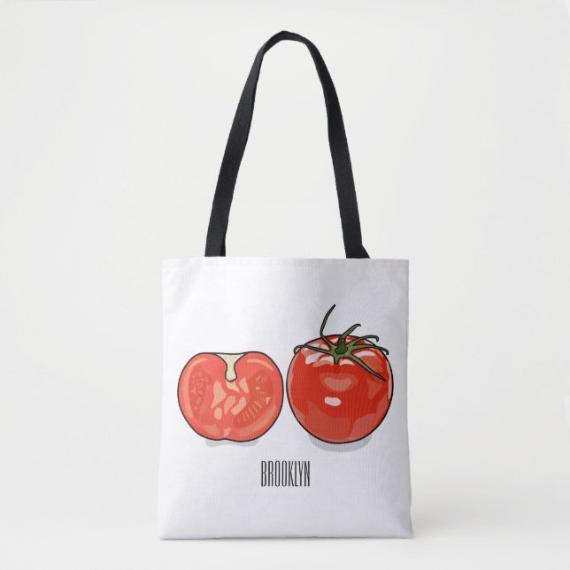 Bolsa Tote Ilustração de desenho animado de tomate (Frente)