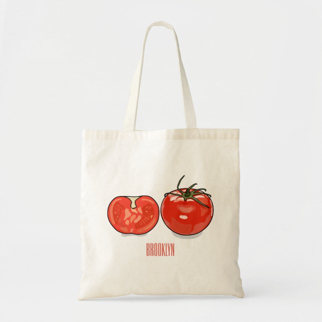 Bolsa Tote Ilustração de desenho animado de tomate (Frente)
