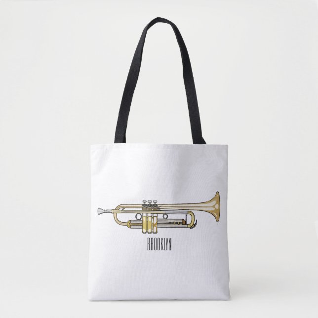 Bolsa Tote Ilustração de desenho animado de trompete (Frente)