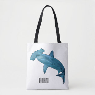 Bolsa Tote Ilustração de desenho animado de tubarão-martelo