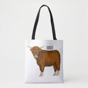 Bolsa Tote Ilustração de desenho animado de vaca em terras al