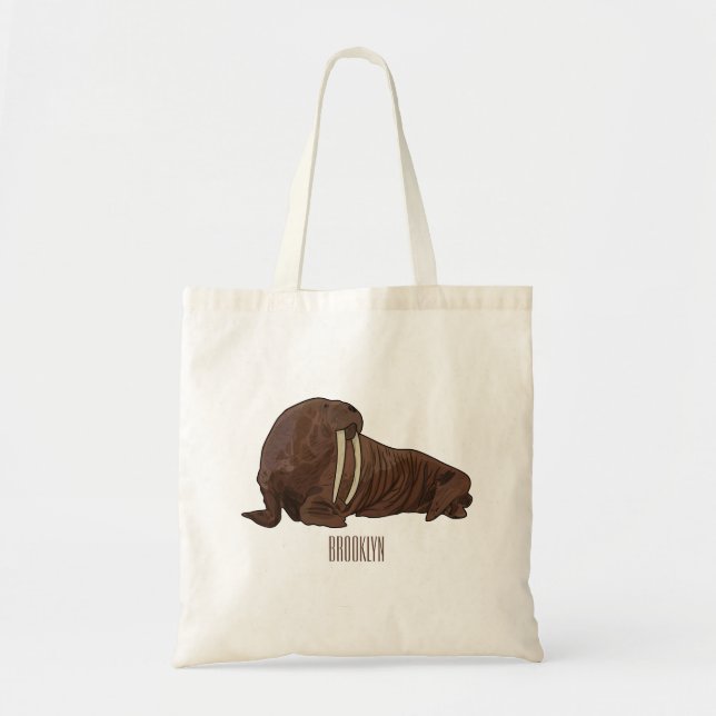 Bolsa Tote Ilustração de desenho animado de Walrus (Frente)