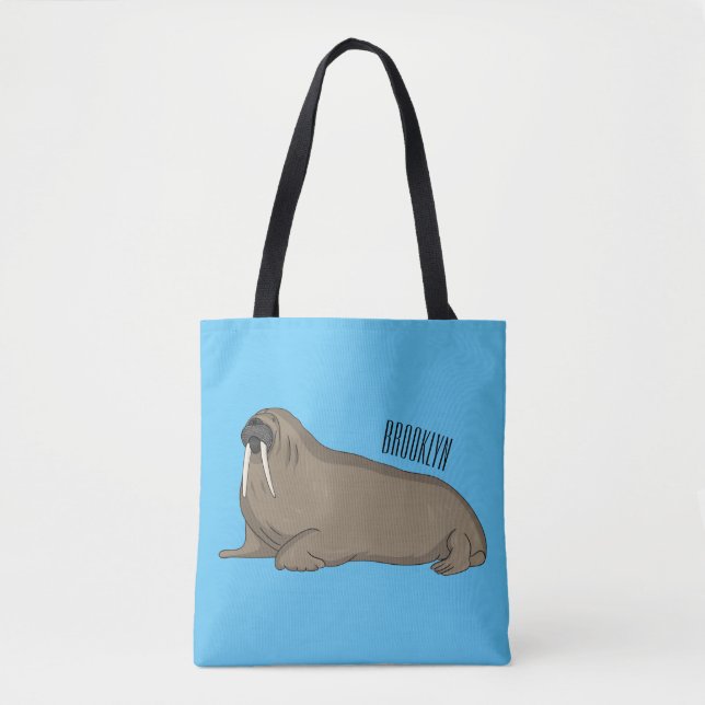 Bolsa Tote Ilustração de desenho animado de Walrus (Frente)