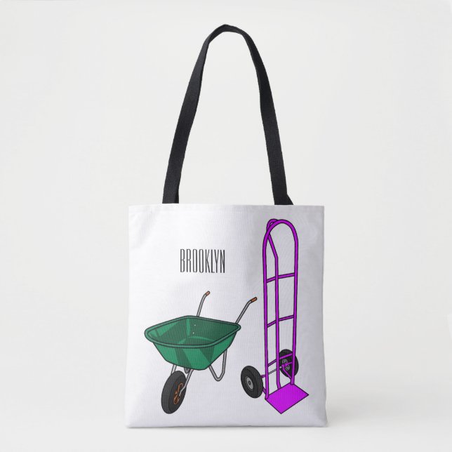 Bolsa Tote Ilustração de desenho animado do carrinho de rodas (Frente)
