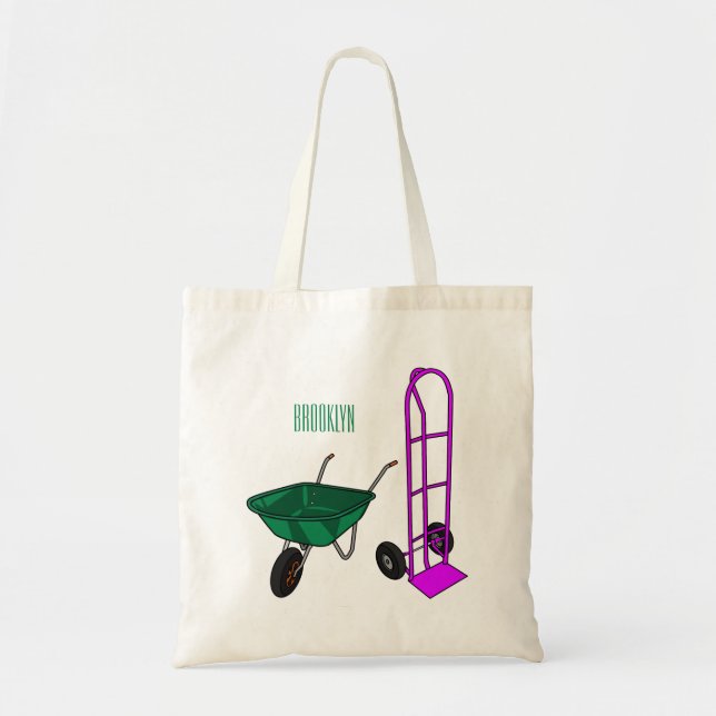 Bolsa Tote Ilustração de desenho animado do carrinho de rodas (Frente)