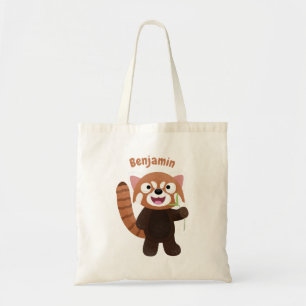 Bolsa Tote Ilustração de desenho animado do panda vermelho-