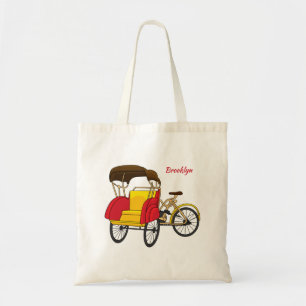 Bolsa Tote Ilustração de desenho animado do rickshaw Pedicab