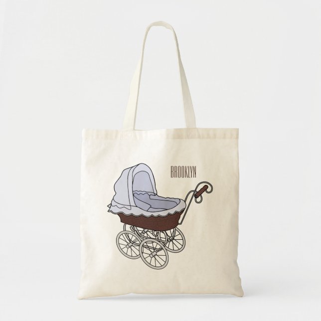 Bolsa Tote Ilustração de desenho animado do stroller (Frente)