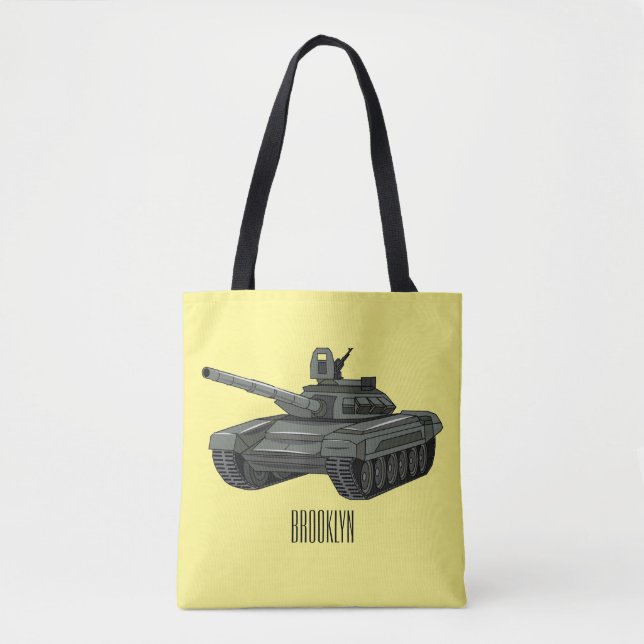 Bolsa Tote Ilustração de desenho animado do Tanque (Frente)
