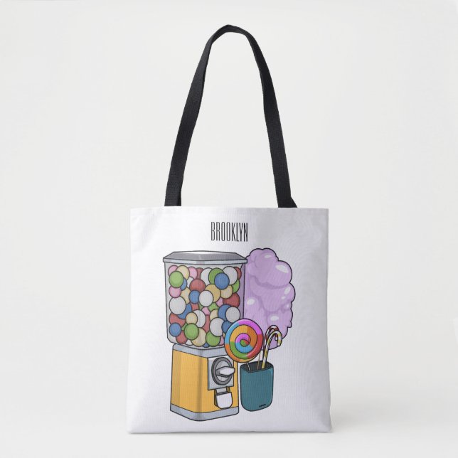 Bolsa Tote Ilustração de desenho animado doce (Frente)